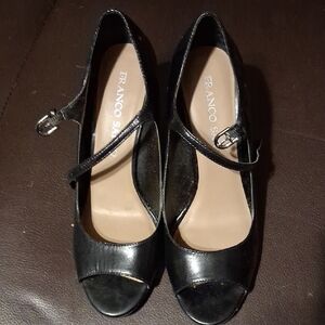 Franco Sarto Black Peep-Toe Heels